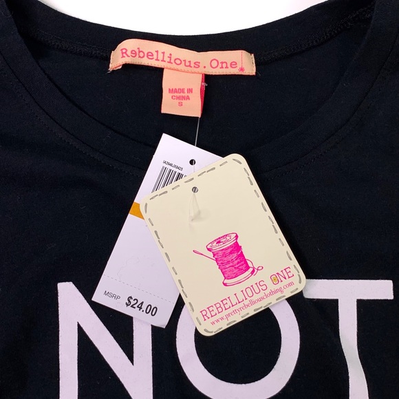 Not Your Baby Top Side Lace Up Black Graphic Tee S - Picture 5 of 7